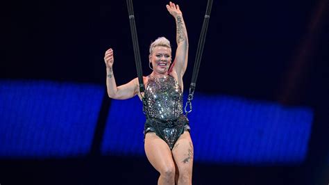 Pink pushes through aerial performance after injuring knee during concert | Fox News