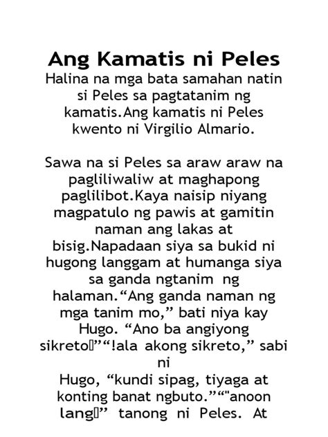 Ang Kamatis Ni Peles Pdf