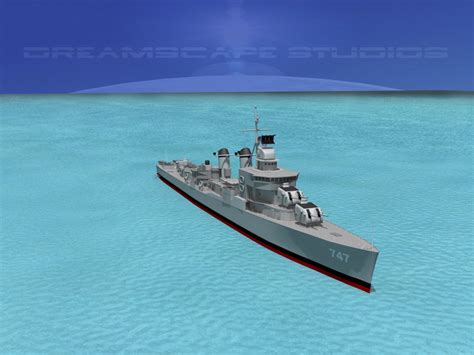 Sumner Class Destroyer Dd Uss Samuel Moore D Model Rigged Cgtrader