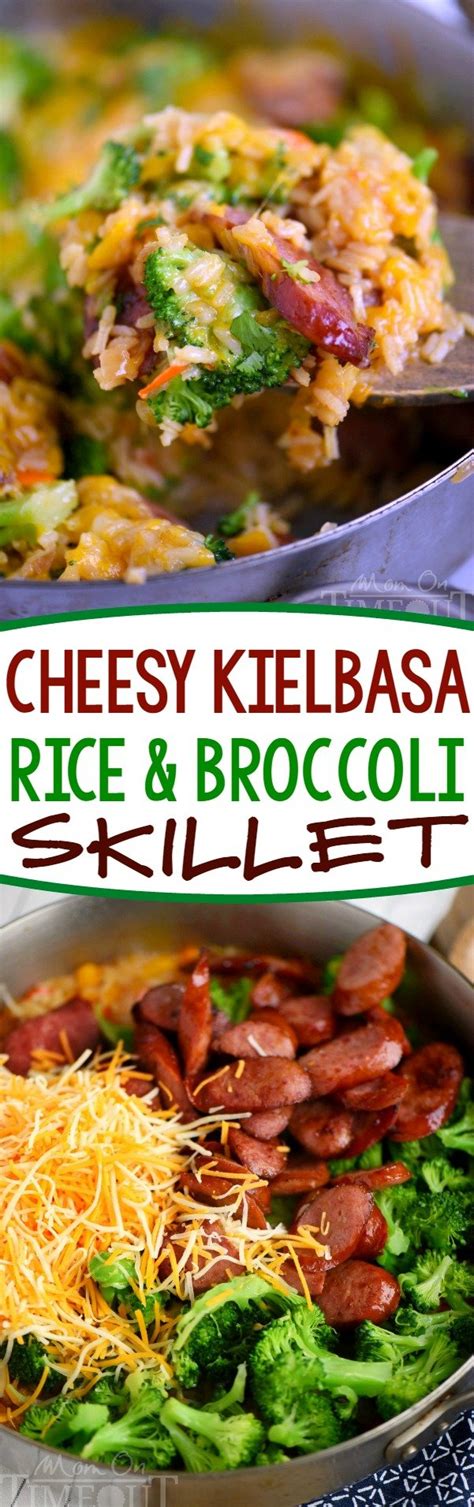 Cheesy Kielbasa Rice And Broccoli Skillet Mom On Timeout 25200 Hot