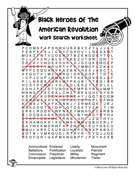 Ducksters American Revolution Word Search