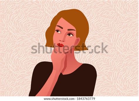 Thinking Girl Beautiful Face Doubts Problems Stock Vector Royalty Free 1843763779 Shutterstock