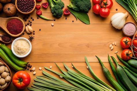 Una Mesa Con Una Variedad De Vegetales Que Incluyen Arroz Frijoles