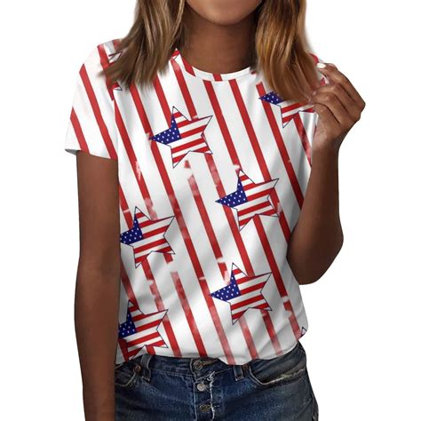 Dndkilg American Flag T Shirt For Women 4th Of July Shirts Patriotic