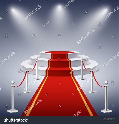 Round Podium Red Carpet Barrier Rope Stock Vector Royalty Free