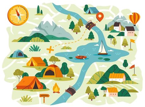 Premium Vector | Map for camping and travel vector