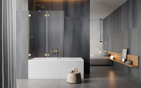 Essenza Pro Brushed Gold Pnd Ii Bathtub Screens Bathtub Shower