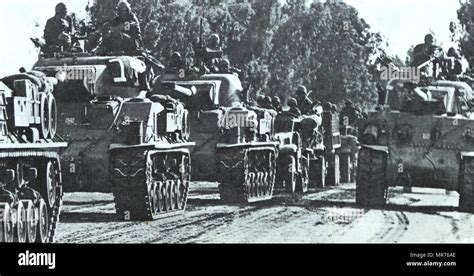 Israeli Tanks In An Armoured Column On The Way To The Sinai Region