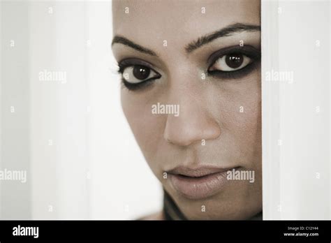 Gay Man Peeking From A Window Stock Photo Alamy