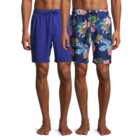 George Mens And Big Mens 8 All Guy Solid And Print Swim Short 2 Pack Up To Size 5xl