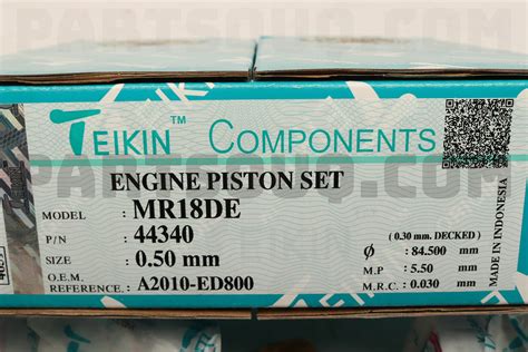 Piston Set 050 Mr18de Set Of 1 443400050 Teikin Parts Partsouq