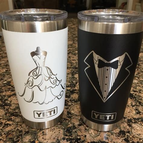 Wedding Gift 20 Oz Yeti Bride And Groom Tumbler Set Etsy