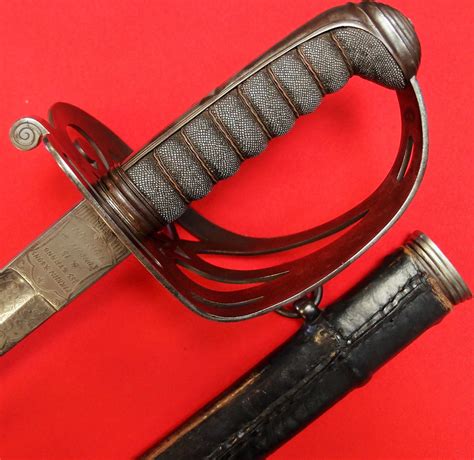 PRE WW1 BRITISH ARMY RIFLE OFFICERS SWORD & RARE LEATHER SERVICE SCABBARD | JB Military Antiques