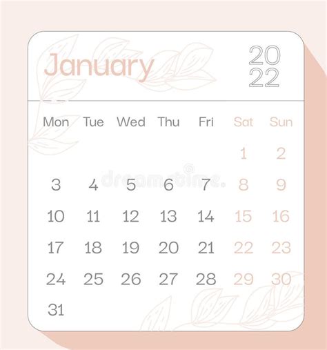 January 2022 Calendar Planner In Pastel Color With Handwritten Letters