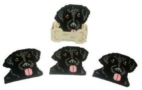 Black Labrador Coaster Set W Bonus Plastic Canvas PDF PATTERN ONLY Not