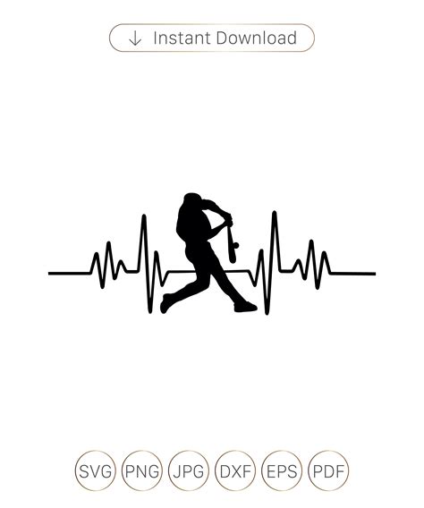 Heartbeat Baseball Svg Baseball Player Svg Silhouette File Etsy