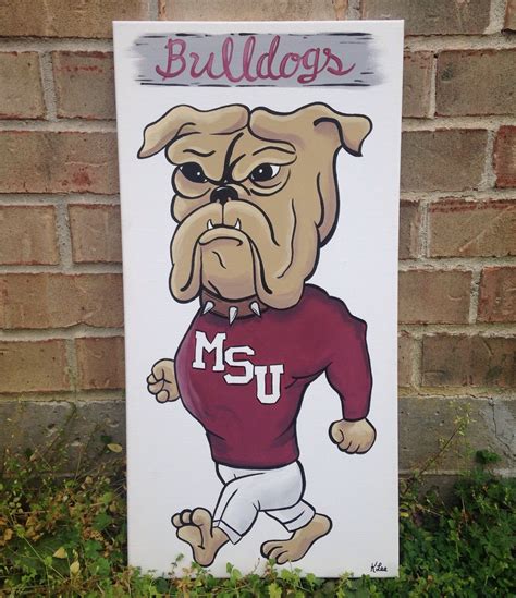 Handpainted Bulldog Mississippi State Unitversity Mascot