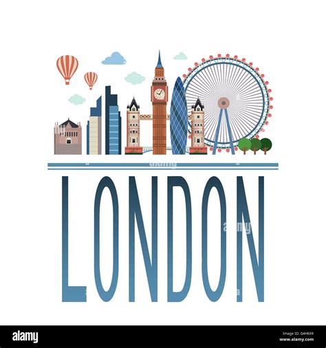 Vector Cityscape Of London With Inscription London Stock Vector Image