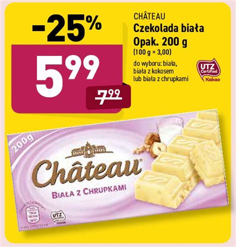 Czekolada biała z kokosem Chateau Chateau aldi cena promocje