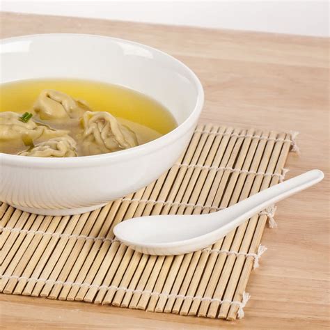 Acopa Oz Bright White Porcelain Chinese Soup Spoon Asian Wonton