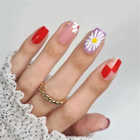 50 Cute Summer Nails 2022 Red Checker Flower Nails I Take You