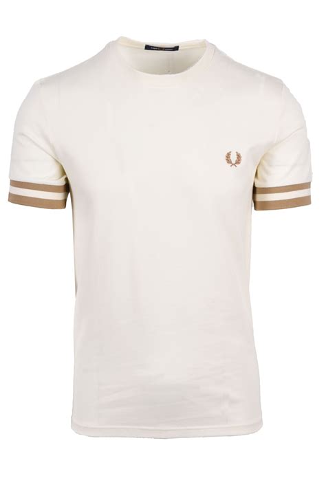 Fred Perry Bold Tipped Pique T Shirt Ecru M