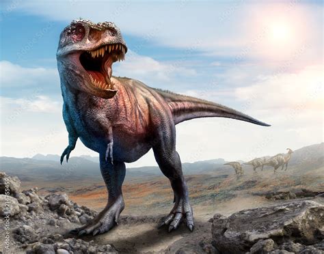 Tyrannosaurus Rex Scene 3d Illustration Stock Illustration Adobe Stock