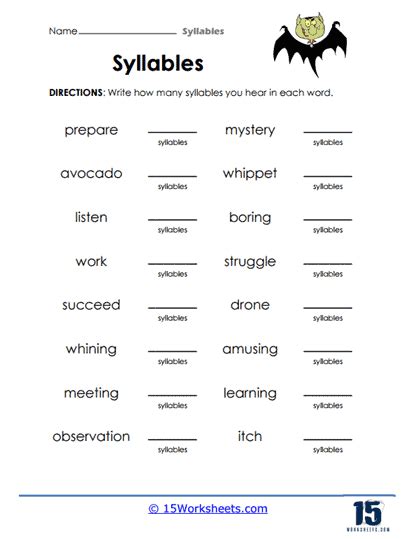 Syllables Worksheets 15