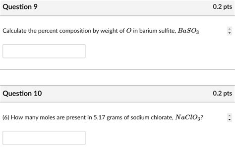 Solved Question Pts Calculate The Percent Composition By Weight