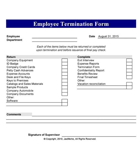 Best Employee Termination Forms Letter Templates Fillable Form