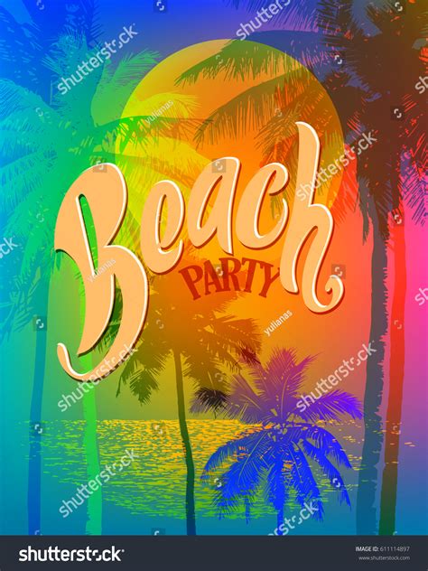 Beach Party Poster Template Palm Trees Stock Vector Royalty Free