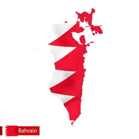 Premium Vector Bahrain Map With Waving Flag Of Country