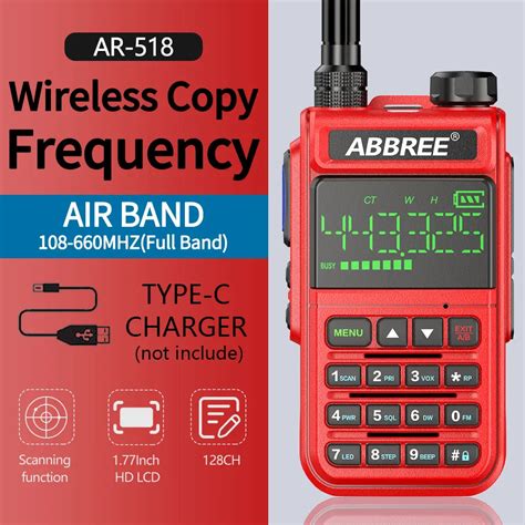 ABBREE AR 518 108 660MHz Air Band Automatic Wireless Copy Frequency