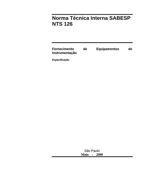 PDF Norma Técnica Interna SABESP NTS 126 sujeitos às intempéries