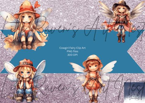 3 Cowgirl Fairies Clip Art Designs And Graphics