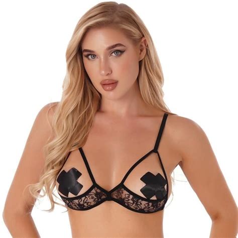 Freebily Femme Soutien Gorge Ouvert Sexy Bra Lingerie De Nuit Coquine