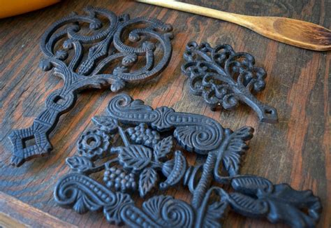 Vintage Cast Iron Trivets Antique Black Cast Iron Trivets