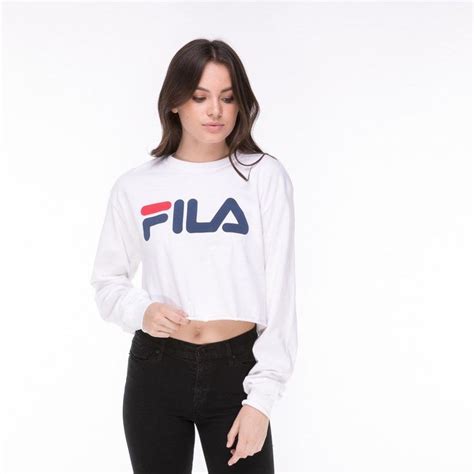 Womens Fila Cropped Long Sleeve Tee Journeys Fila Long Sleeve Tees