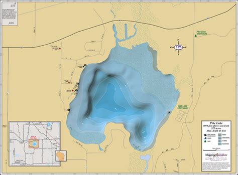 Papoose Lake Wall Map Mapping Specialists Limited