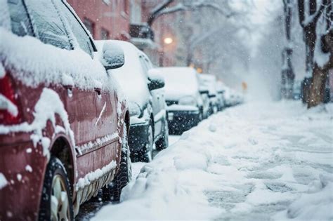 Premium Photo A Row Of Parked Cars Covered In Snow