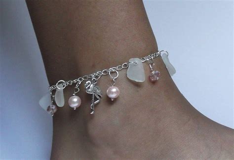 Flamingo Anklet With Sea Glass Sea Glass Jewelry By Sea Glass Secrets