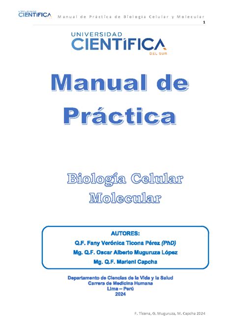 Bcm Guia 2024 1 Manual De Práctica Biología Celular Molecular 2 Contenido Pág Práctica N° 1