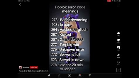 Roblox Error Codes Meanings Btw I Got Error 273 Youtube