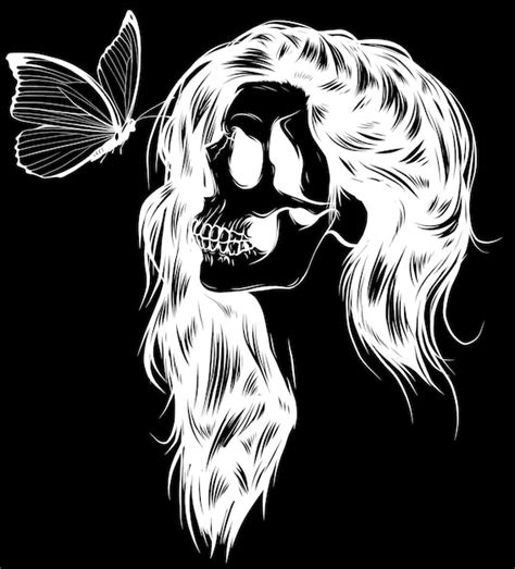Premium Vector Skull Girl Face With Butterlfly Vector Illustration