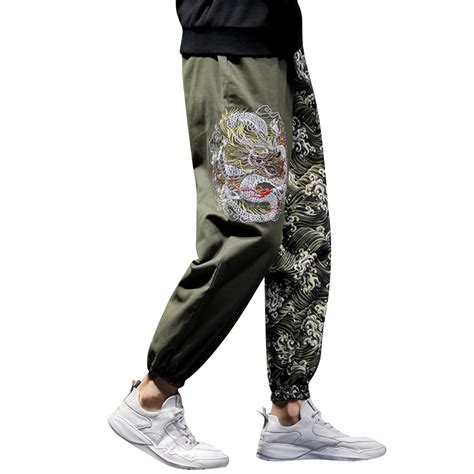 Weaiximiung Mens Cargo Pants Elastic Waist X Loose Mens Japanese