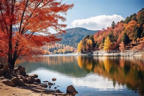 Premium Photo Captivating Autumn Splendor Magnificent Lake View