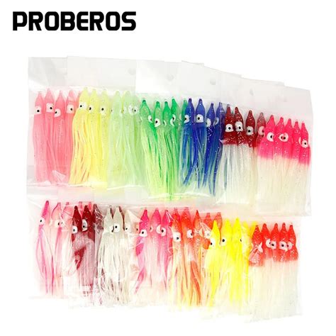 PRO BEROS 5Pcs Soft Luminous Octopus Skirts Lure 5 12cm Silicone Tuna