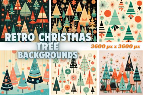 Retro Christmas Tree Backgrounds Graphic by Graphic Studio · Creative Fabrica