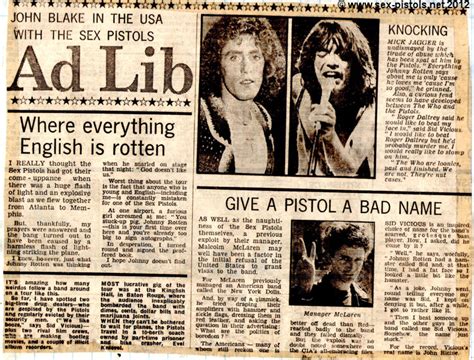 God Save The Sex Pistols Usa The Evening News Press Cutting