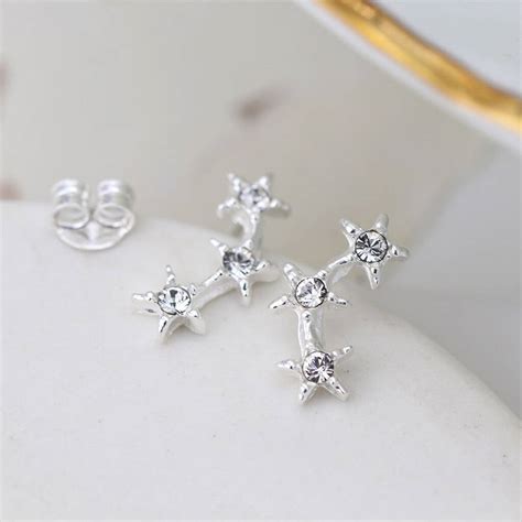 Sterling Silver Triple Star Climber Earrings By Songs Of Ink And Steel